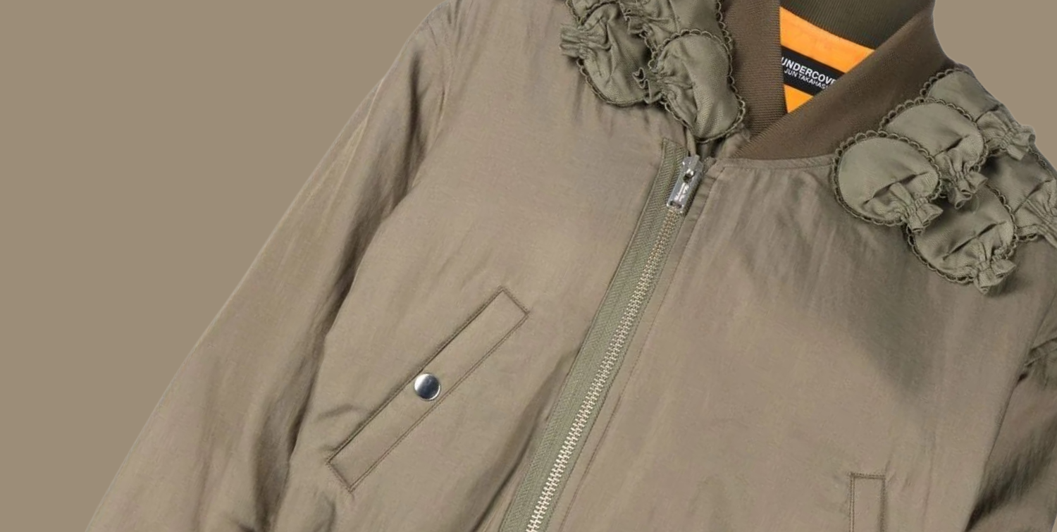 image of undercover bomber jacket with appliqué