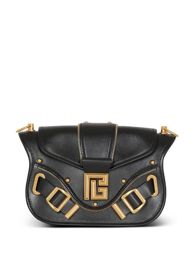 Stylish and versatile Blaze crossbody bag in black leather with gold hardware