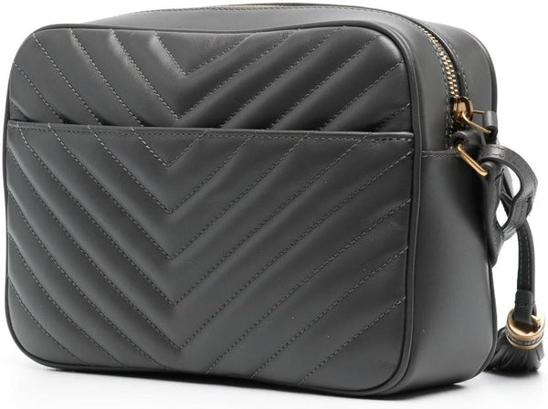 1112 SAINT LAURENT LOU CAMERA BAG IN QUILTED SUEDE WITH STUDS