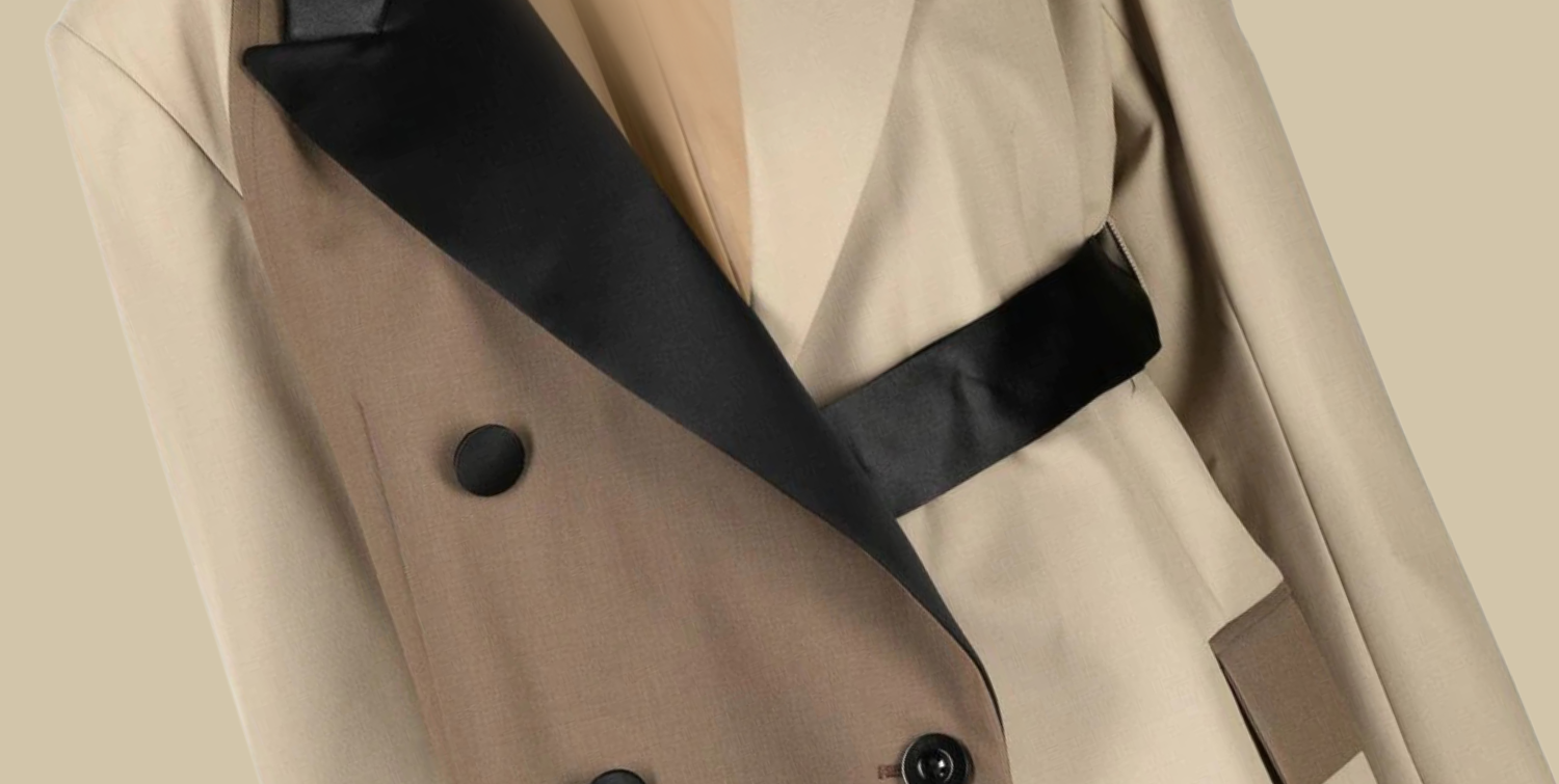 image of sacai asymmetric belted blazer