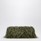 607 DRIES VAN NOTEN  CRISP OLIVE GREEN FURRY CLUTCH BAG