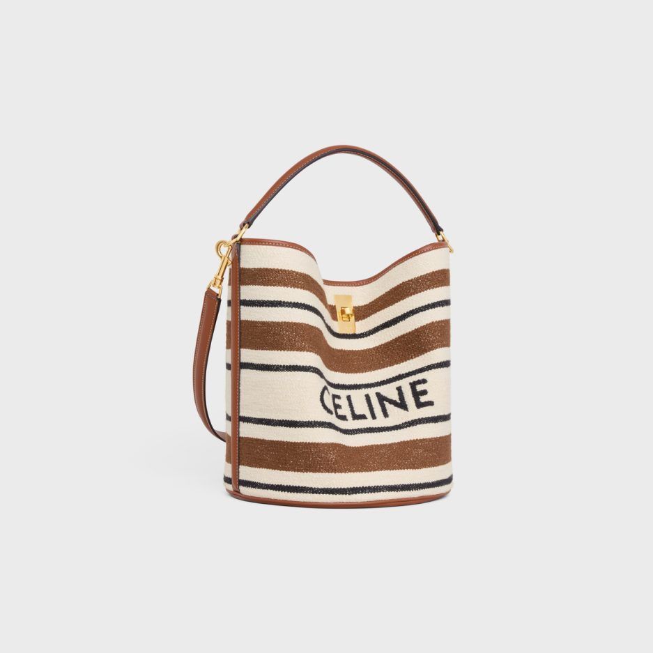 14ML CELINE BUCKET 16 BAG IN STRIPED TEXTILE WITH CELINE JACQUARD