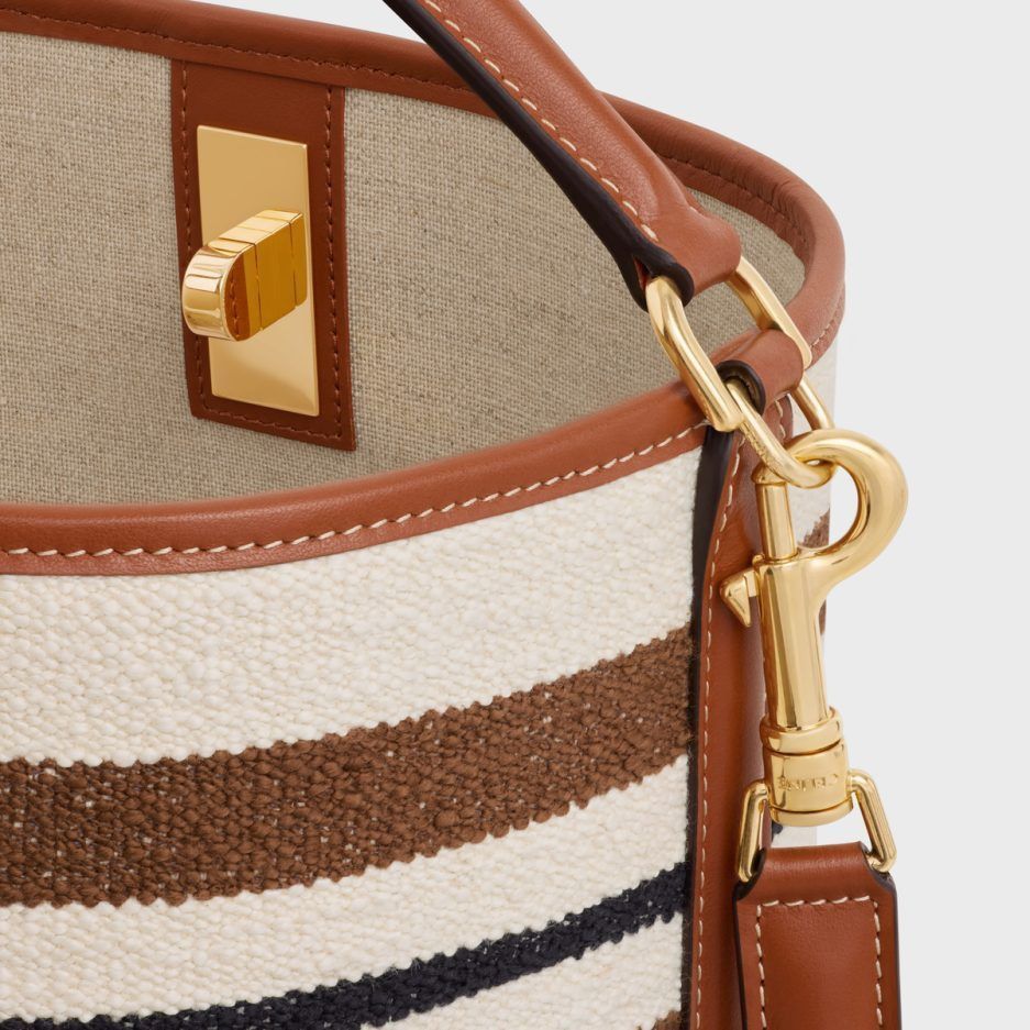 14ML CELINE BUCKET 16 BAG IN STRIPED TEXTILE WITH CELINE JACQUARD