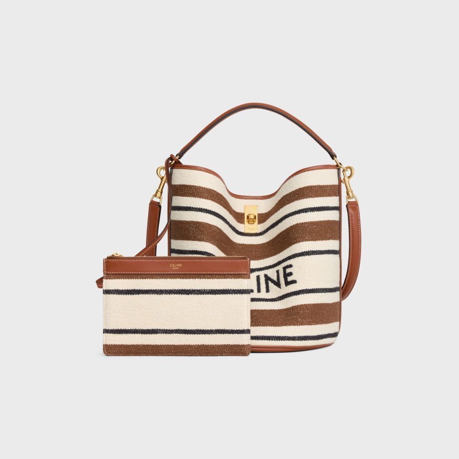 14ML CELINE BUCKET 16 BAG IN STRIPED TEXTILE WITH CELINE JACQUARD