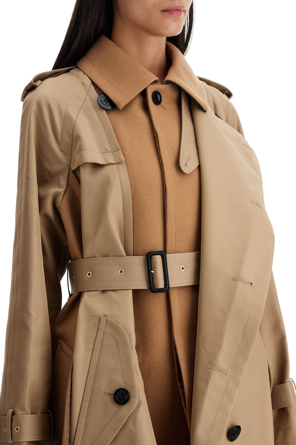 651 SACAI HYBRID COAT IN GABARDINE AND