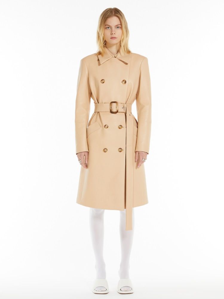 001 MAX MARA SPORTMAX GIOSTRA LEATHER TRENCH BEIGE