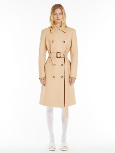 001 MAX MARA SPORTMAX GIOSTRA LEATHER TRENCH BEIGE