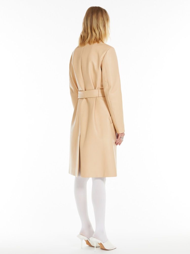 001 MAX MARA SPORTMAX GIOSTRA LEATHER TRENCH BEIGE