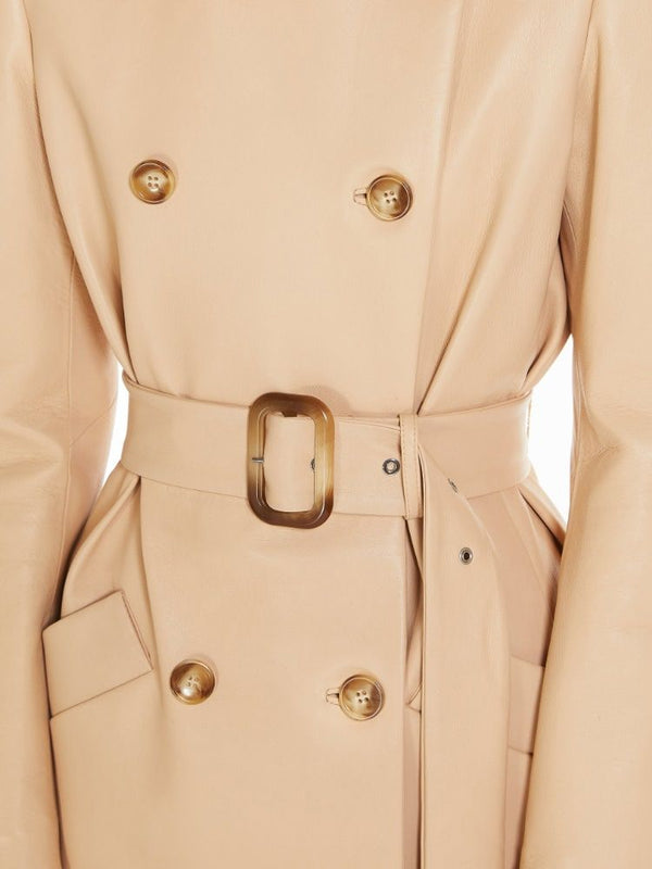 001 MAX MARA SPORTMAX GIOSTRA LEATHER TRENCH BEIGE