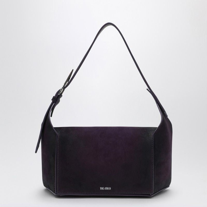 769 THE ATTICO  DARK VIOLET 7/7 SUEDE SHOULDER BAG