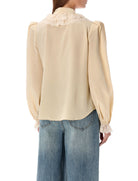 CREAM ZIMMERMANN ILLUSTRATION RUFFLE BLOUSE