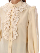 CREAM ZIMMERMANN ILLUSTRATION RUFFLE BLOUSE