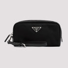 F0002 PRADA  BLACK RE-NYLON AND BRUSHED LEATHER CARRIER