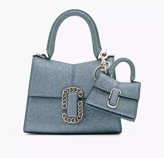 040 MARC JACOBS BLUE LEATHER METALLIC EFFECT BAG