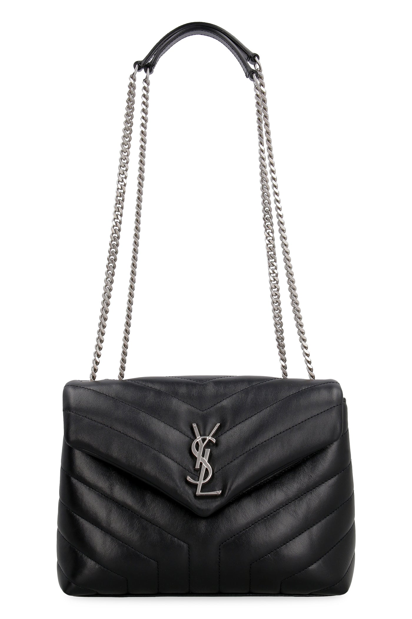 1000 SAINT LAURENT LOULOU S BLACK BAG WITH SILVER LOGO