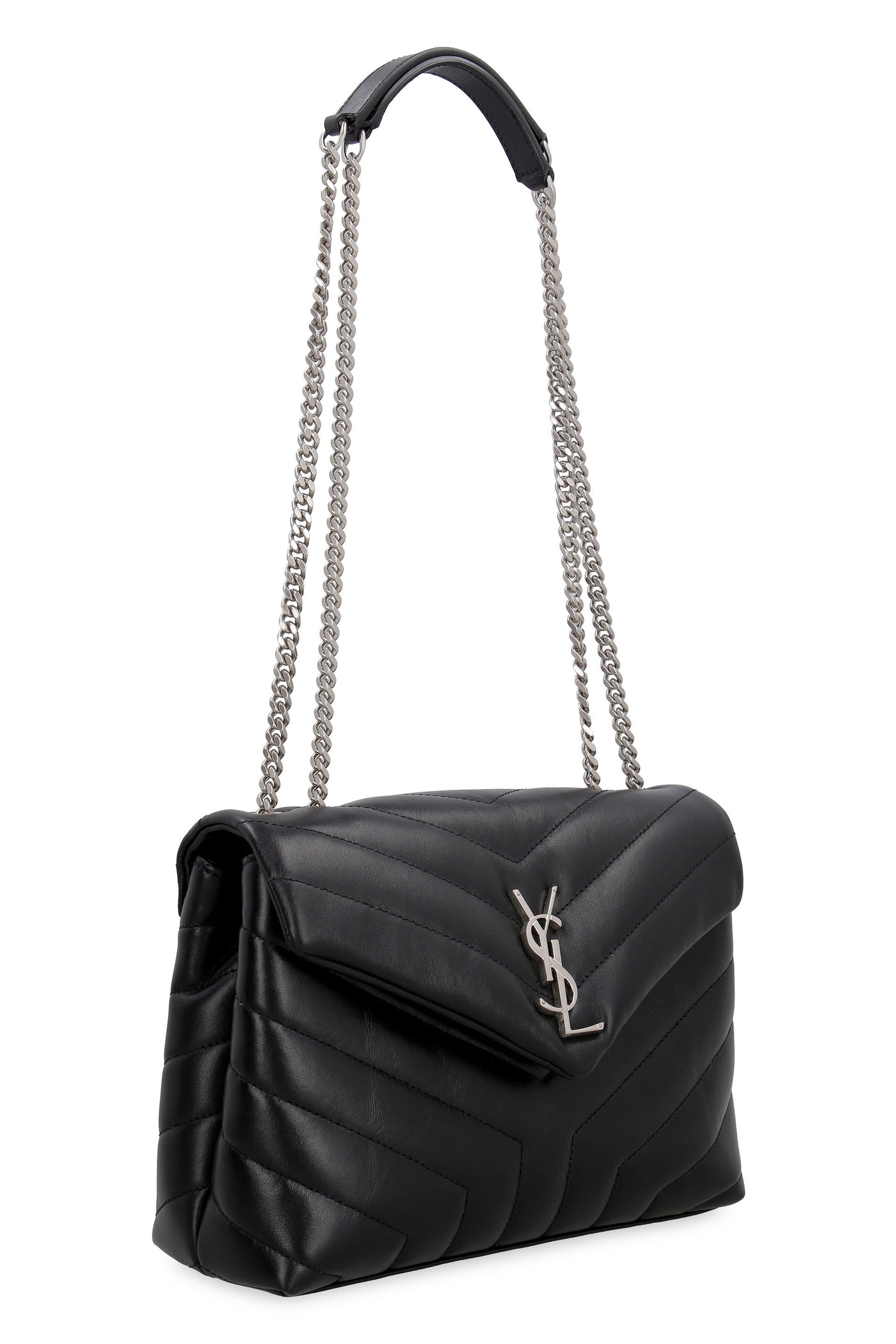 1000 SAINT LAURENT LOULOU S BLACK BAG WITH SILVER LOGO