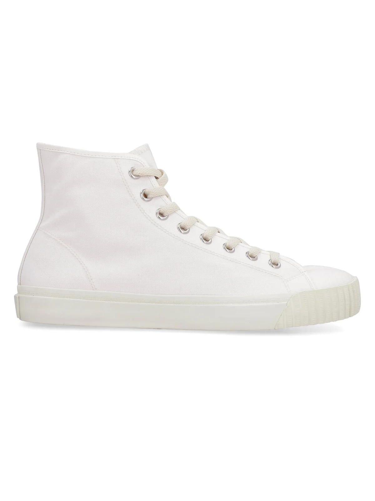 Black Tabi Canvas High Top Sneakers with white rubber sole and split-toe design, perfect for casual and athletic wear