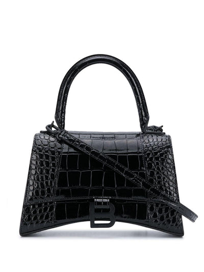 1000 BALENCIAGA BLACK HAND BAG S HOURGLASS SIMIL COCOD