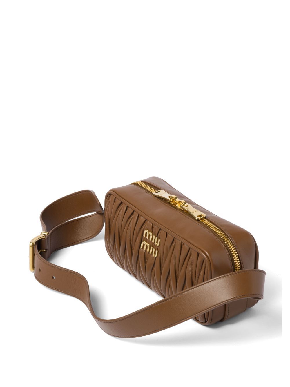 F098L MIU MIU CAMEL BRAIDED CROSSBODY