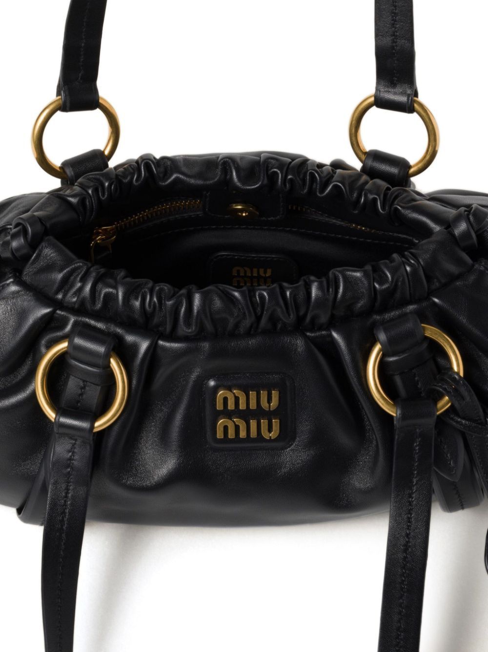 F0002 MIU MIU BLACK SHOPPING GOLDEN RINGS