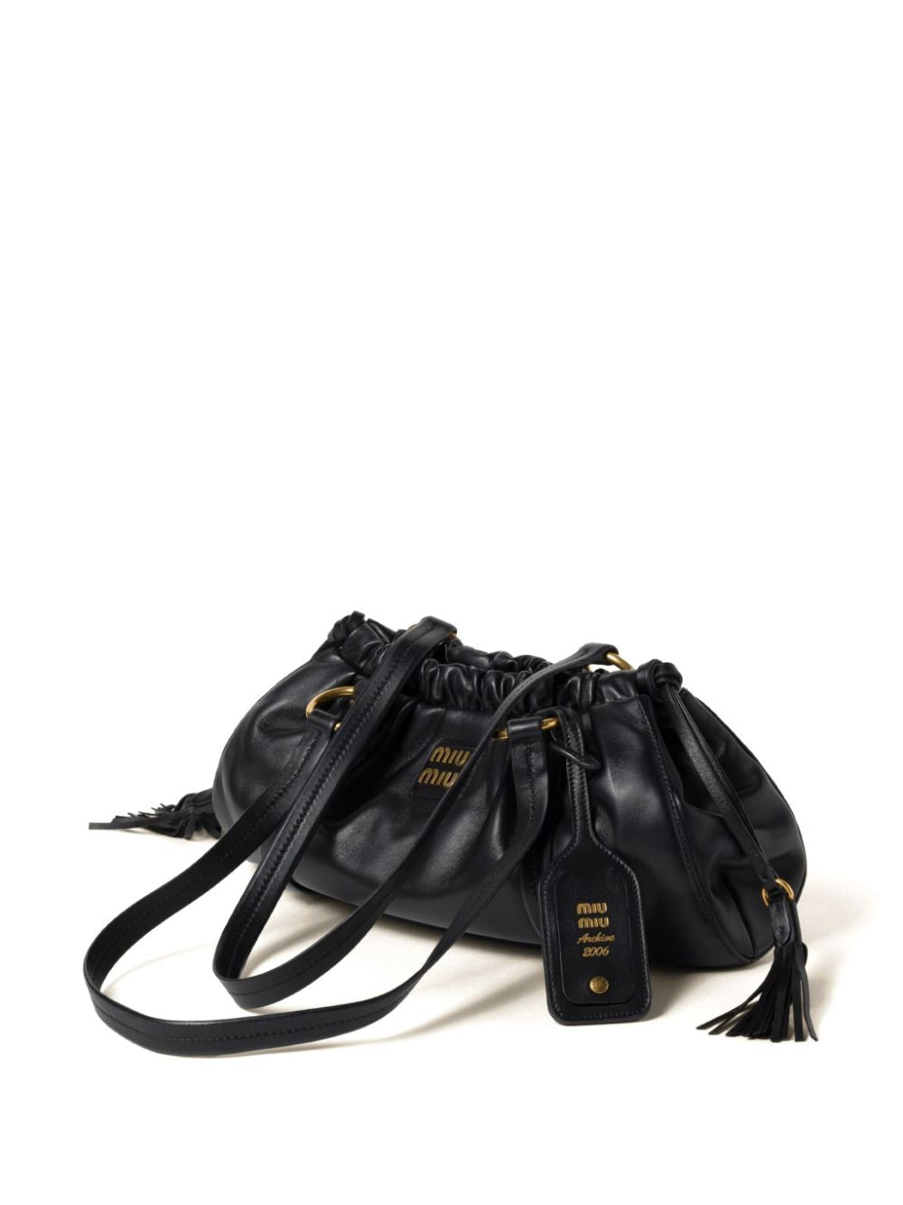 F0002 MIU MIU BLACK SHOPPING GOLDEN RINGS