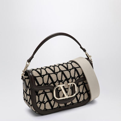 YJ5 VALENTINO GARAVANI  LOCò BAG IN TOILE ICONOGRAPHE BEIGE/BLACK