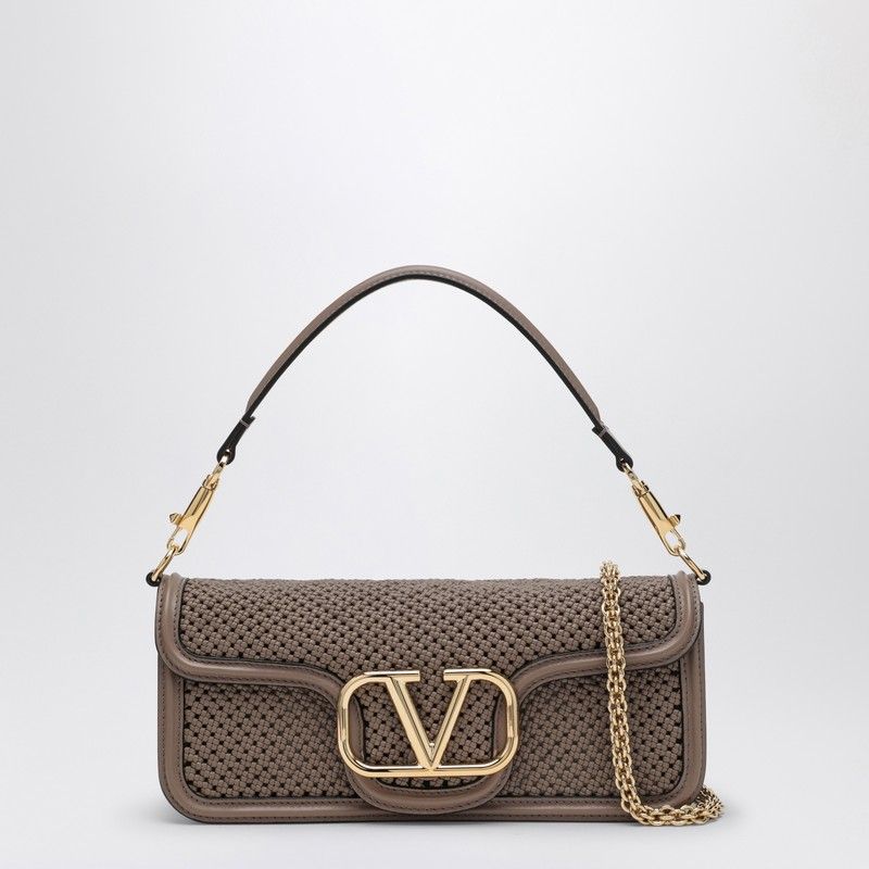 416 VALENTINO GARAVANI  CLAY-COLOURED LOCò BAG IN WOVEN LEATHER