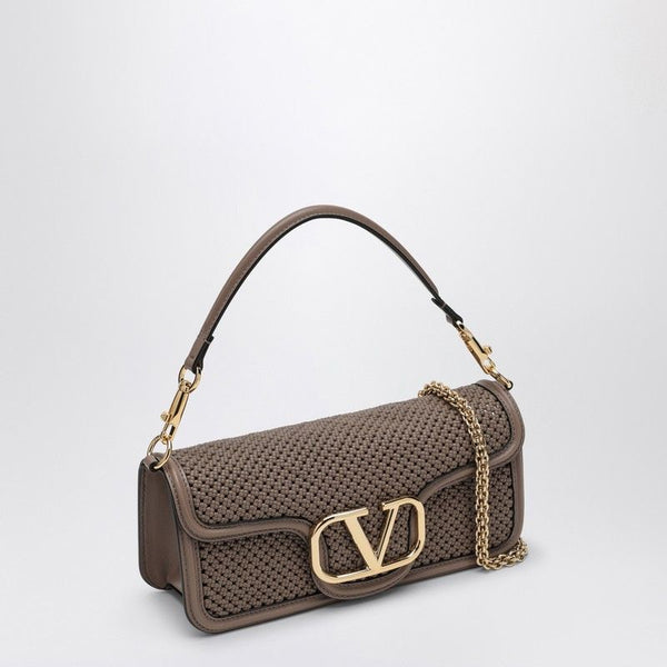 416 VALENTINO GARAVANI  CLAY-COLOURED LOCò BAG IN WOVEN LEATHER