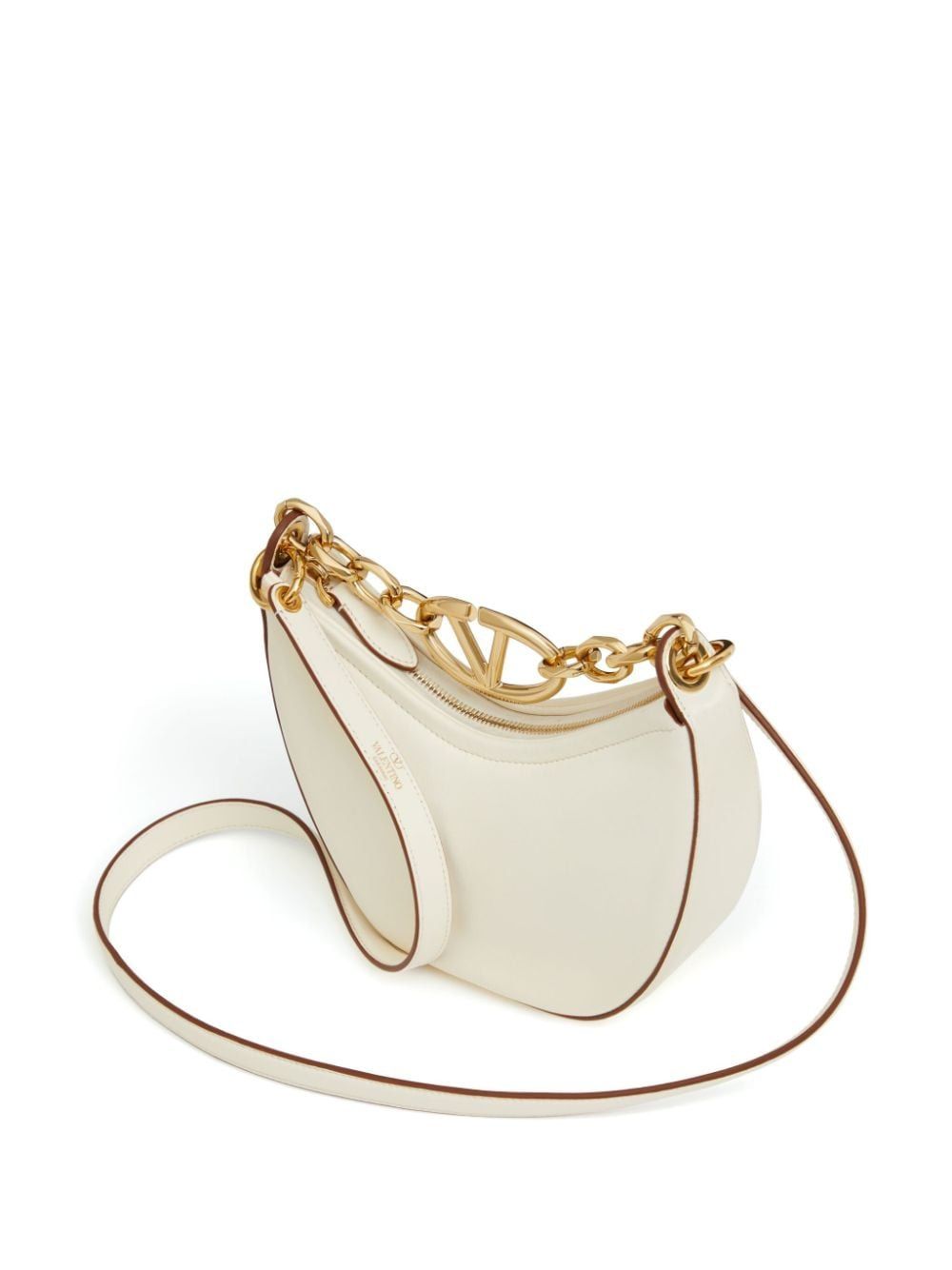 098 VALENTINO GARAVANI MINI VLOGO MOON BAG IN NAPPA LEATHER WITH CHAIN