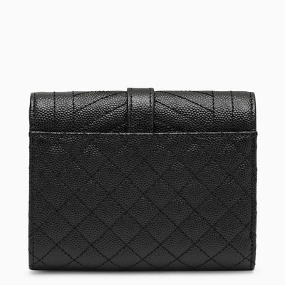 1000 SAINT LAURENT  BLACK LEATHER TRI-FOLD ENVELOPE WALLET WITH LOGO