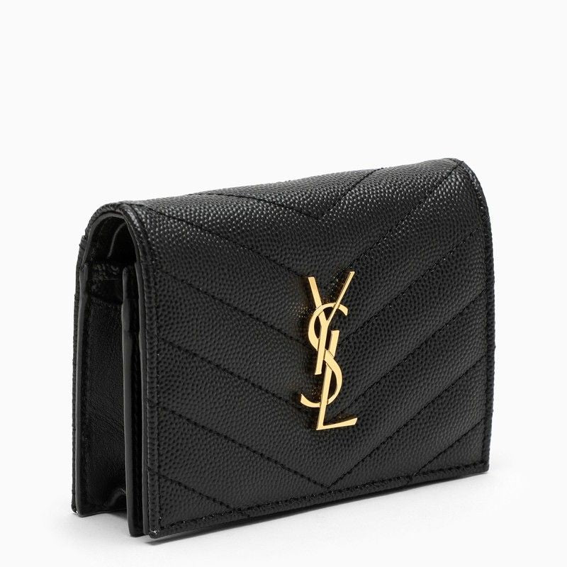 NERO SAINT LAURENT CASSANDRE FLAP CARD CASE (668290BOWA1) | LOZURI