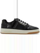 Black canvas lace-up shoes with Saint Laurent logo detailing on sides