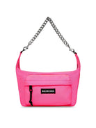 PINK BALENCIAGA RAVER MEDIUM CHAINED SHOULDER BAG