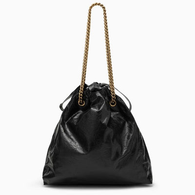 1000 BALENCIAGA  CRUSH MEDIUM TOTE BAG BLACK LEATHER