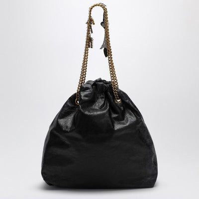 1000 BALENCIAGA  CRUSH MEDIA BLACK LEATHER TOTE BAG