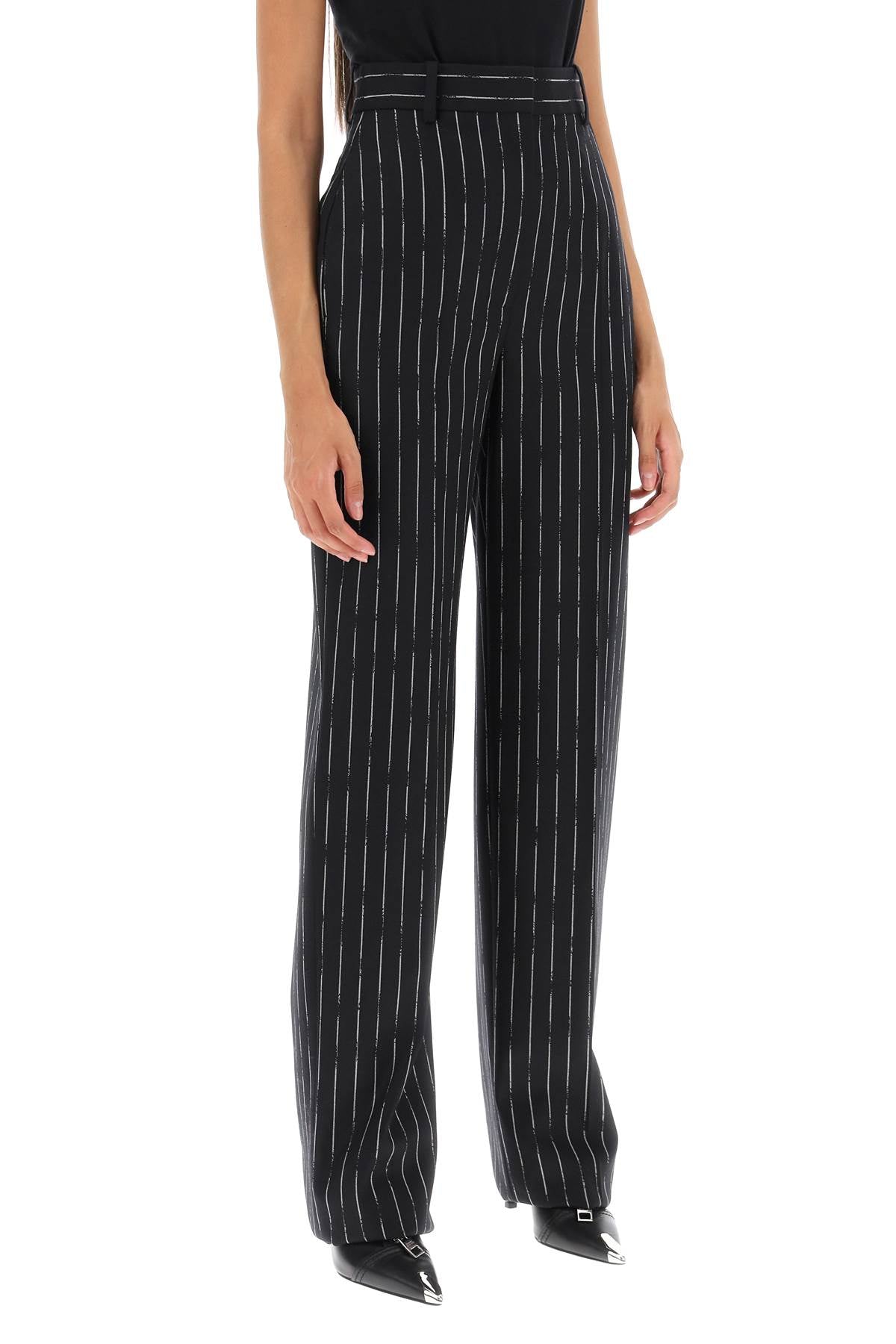 1080I ALEXANDER MCQUEEN  BROKEN PINSTRIPE TROUSERS