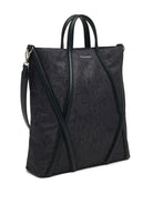 1AAQ01000 ALEXANDER MCQUEEN BLACK LEATHER GRAFFITI PRINT BAG