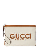 8451 GUCCI  BEIGE CANVAS LOGO POUCH