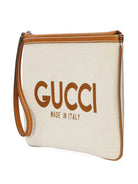 8451 GUCCI  BEIGE CANVAS LOGO POUCH