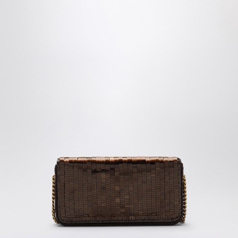 2190 SAINT LAURENT  MINI KATE 99 BROWN BAG WITH SEQUINS