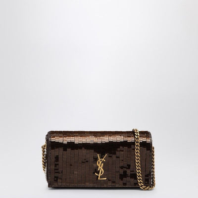 2190 SAINT LAURENT  MINI KATE 99 BROWN BAG WITH SEQUINS