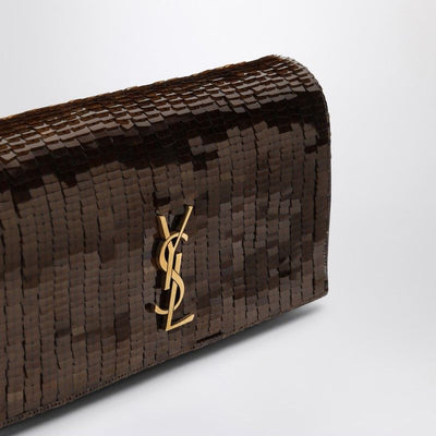 2190 SAINT LAURENT  MINI KATE 99 BROWN BAG WITH SEQUINS