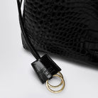 1000 BALENCIAGA  COCCO-PRINT BLACK CALFSKIN LARGE RODEO BAG