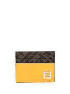 F1M6E FENDI LEATHER AND CANVAS CARDHOLDER