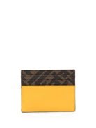 F1M6E FENDI LEATHER AND CANVAS CARDHOLDER