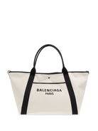 9260 BALENCIAGA BIARRITZ L NATURAL CANVAS COMBI BLACK TOTE