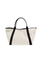 9260 BALENCIAGA BIARRITZ L NATURAL CANVAS COMBI BLACK TOTE