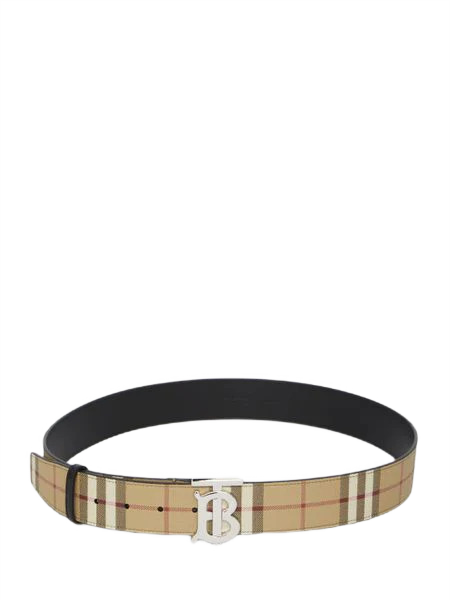 BEIGE BURBERRY TB BELT IN LEATHER AND CHECK (8070294) | LOZURI