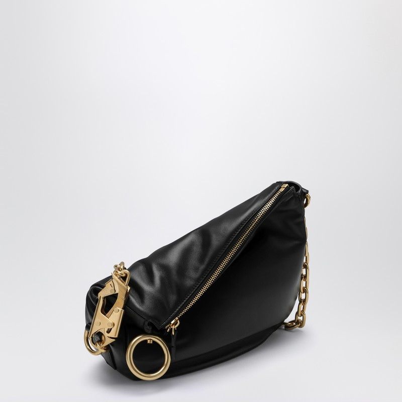 A1189 BURBERRY  BLACK LEATHER KNIGHT BAG