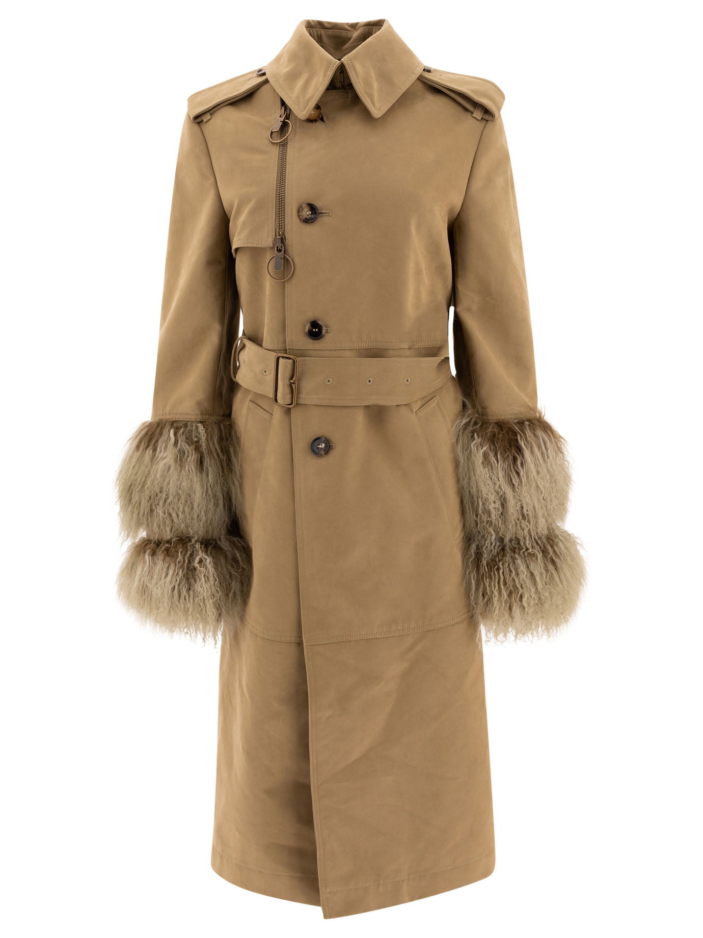 Beige BURBERRY TRENCHCOAT WITH CUFF DETAILS